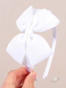 Toddler Girls Bow Decor Headband - White - View 4