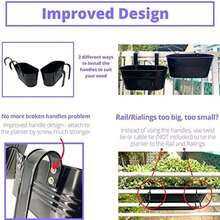 Balcony and exterior railing flower pots, small and cute hanging iron flower pots for metal fences, terrace railings, ideal for adding charm to outdoor spaces - Negro - - Ver 6