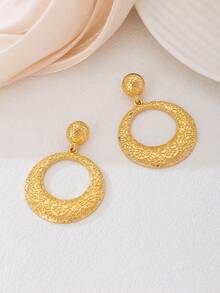 一对简约时尚创意几何镂空吊坠耳环，波西米亚风格金属耳环，适合女士晚宴、生日、节日礼物 - 金黃色 - 查看 5