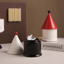 Modern Minimalist Toothpick Box - Elegant House-Shaped Organizer With Open Lid, Beige & Red Accent Table Decor Dining, Bathroom, Office - Multi-Purpose Storage Toothpicks, Floss, Swabs - Luxury Decoration Idea, Decorative Toothpicks - 紅色 - 查看 1