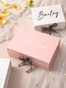 Personalized Gift Box With Magnetic Lid, Customizable Gift Box With Lid And Ribbon, Suitable For Various Gifts Such As Bridesmaid Invitation Box, Thank You Groomsman Box, Wedding Box, Bridesmaid Box, Self-Care Box, Mother's Day Gift, Employee Gift, Anniversary Gift For Kids, Valentine's Day Gift, Mother's Birthday Gift, Father's Day Gift, Graduation Gift, Wedding Gift, Housewarming Gift, Applicable To School, Home, Office And Multi-Functional ,Easy-Install - Multicolor - View 5