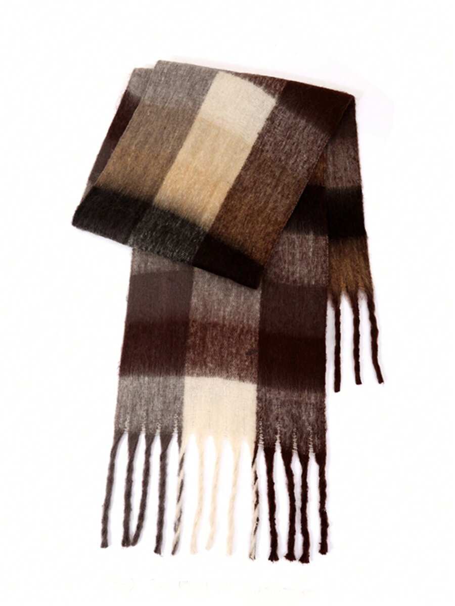1pc Plus Size Plaid Scarf, Soft & Warm Scarf For Women, Autumn/Winter - Multicolor - View 1