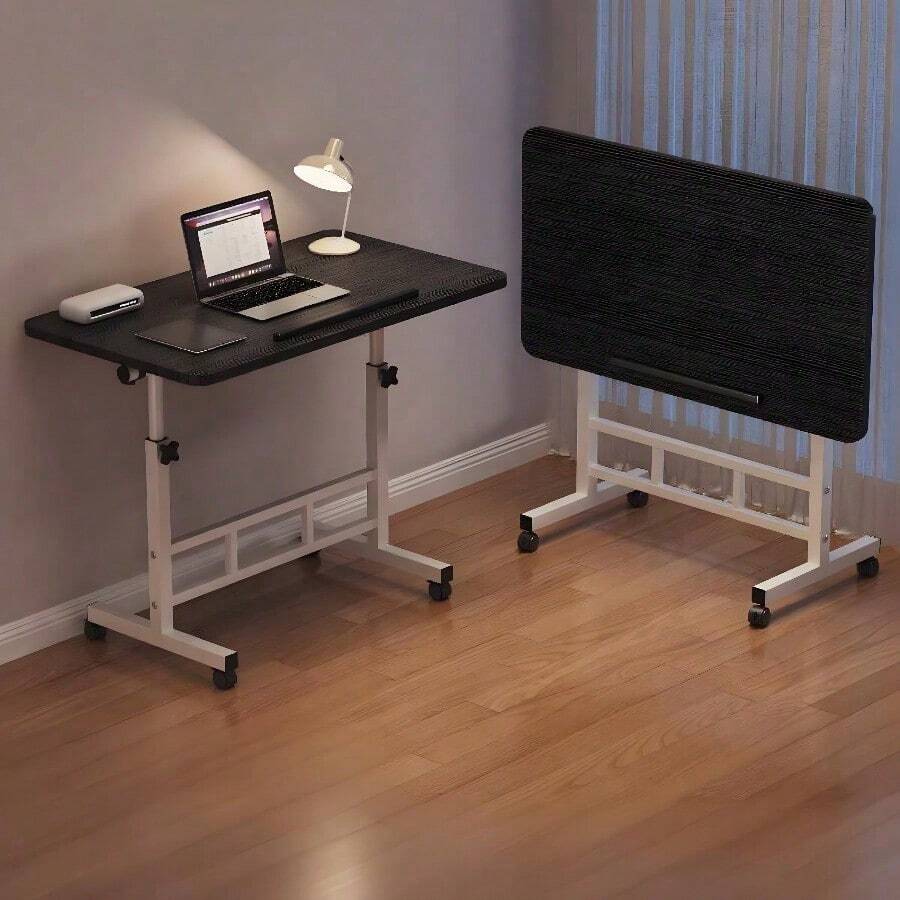 3 Colors, Adjustable Height, 360° Swivel Folding Desk On Wheels With Sturdy Frame, Suitable For Home Office Space, Dorm Room, Study, Small Apartment - màu đen - Xem 1