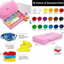 HIMI Juego de pintura gouache 18 colores X 30 ml, pinturas de diseo de taza de gelatina, no txicas para artistas con estuche porttil para pintura de lona, papel acuarela, pigmentos ricos estuche color rosa - como se muestra en la figura - Ver 1
