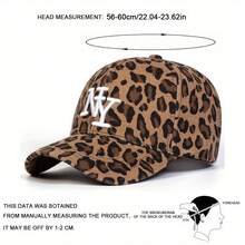 1 Ladies New York Leopard Print Baseball Cap, Stylish Outdoor Adjustable Sun Protection Casual Cap, Perfect For Spring And Autumn, Travel And Beach Vacations - màu nâu - Xem 5