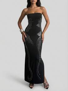 Sedessea Angel Wing Design Slimming, Sexy, Strapless Summer Dress - Black - View 2