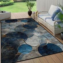 High-Grade Crystal Velvet Floor Mat (850g/㎡), A Fine Pattern Carpet Abstracting Various Blue Rendering Circle Patterns. Features Non-Slip And Wear-Resistant Backing, Not Easy To Fade And Easy To Clean. - Multicolor - View 5