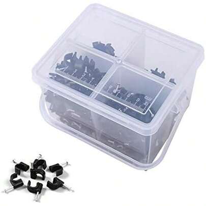 ALIMOTA Clips para Cables - Juego de 400 Unidades, Grapas para Organizar Cables de Ethernet, TV Cables (4 Tamaños: 6mm, 7mm, 8mm, 10mm), Color Negro, Fácil Instalación