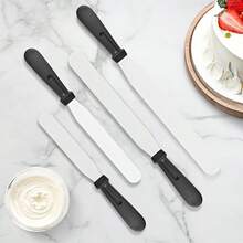 1pc Frosting Scraper, 6"/8"/12" Angled Icing Spatula, Stainless Steel Material, Curved Offset Professional Frosting Scraper, Lightweight Plastic Handle Frosting Scraper, For Cake Decorating Pastry Baking Kitchen, Stainless Steel Kitchen Accessories, Direct Food Contact. Multiple Size Design To Meet Different Needs For Precise Control And Smooth Edging, Easy To Handle Cakes, Desserts And Various Baking Smoothing. Dishwasher For Easy Cleaning, Making Your Creation Professional And Effortless. - - - View 1