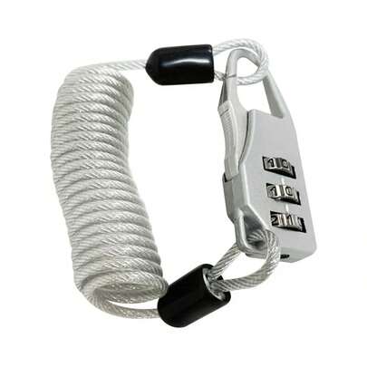 오토바이 헬멧 잠금 장치, 3자리 조합 도난 방지 미니 휴대용 자전거 잠금 장치, 헬멧, 자전거, 수하물, 배낭, 전동 스쿠터, 유모차 등을위한 강화 스틸 자전거 케이블 잠금 장치 (실버)