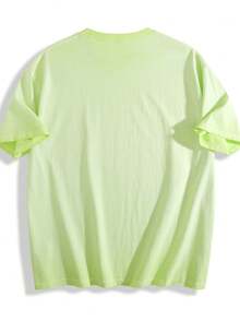 Dirty Washed T-Shirt Mecha Graphic Print Tee - Comfort Casual Top For Men & Women - Màu Xanh Lá Cây Huỳnh Quang, Giặt Bẩn 01 - Xem 2