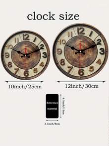 1个10英寸/12英寸现代木质挂钟，静音石英抽象树纹圆形木质挂钟 - 电池供电，温暖的木纹设计，适合客厅和卧室装饰，圣诞节和新年礼物（不含电池） - 彩色 - 查看 6