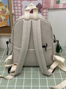 女士大容量轻便尼龙背包，适合日常使用 - 白色 - 查看 4