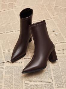 2025 Autumn/Winter New British Style Women Ankle Boots, Women Boots, Chelsea Boots, Western Style,Burgundy Heels - Brown - View 2