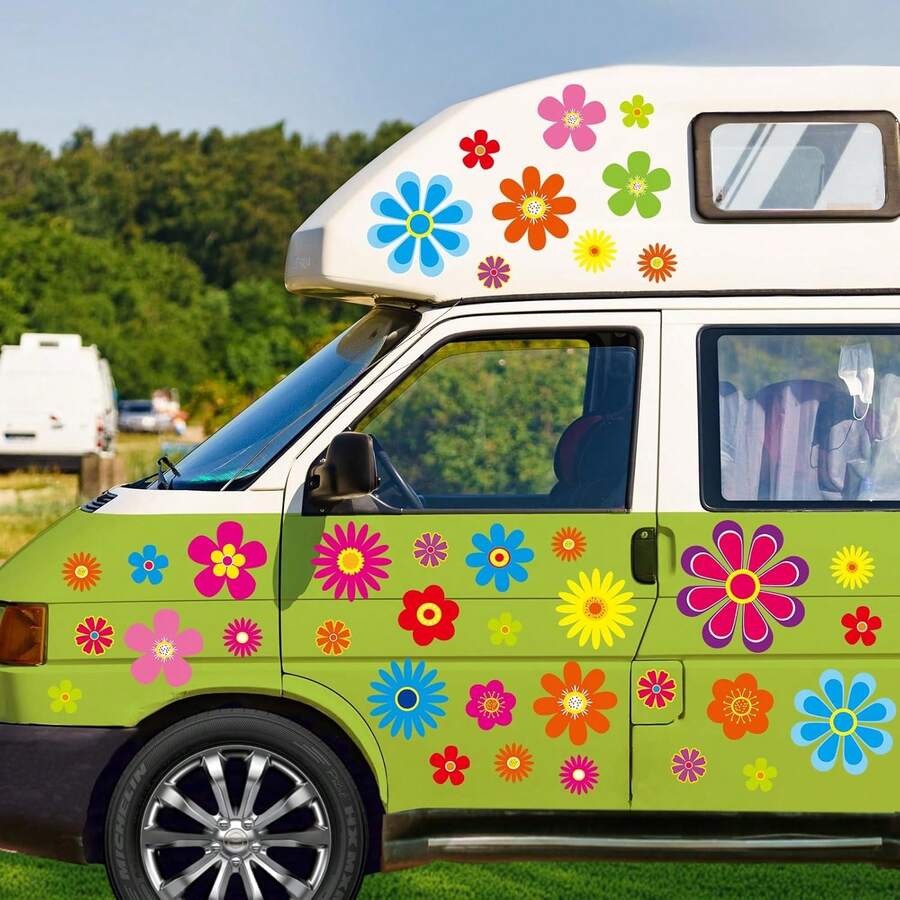 180pcs Daisy Flower Stickers For Car, Truck, Window Decor - 12 Sheets - Multicolor - 查看 1