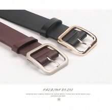 1 Piece Of Women's Geometric Pattern PU Wide Belt, Suitable For Daily Use, Summer Leisure, Autumn School, Valentine's Day - Coffee Brown - View 9