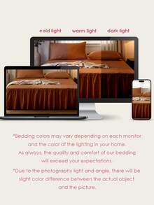 1pc Ruffle Bed Skirt,15 Inch Drop Easy Fit, Non-Slip Supersoft Coverlet With Platform, Romantic Style, For Home Bedding And School Bedding Dorm Essentials, Machine Washable, Oeko-Tex Certified, Mocha Brown - Mocha Brown - View 9