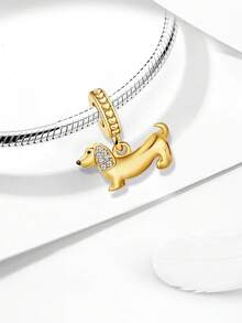 1 mặt dây chuyền hình chú chó dễ thương bằng bạc 925, thích hợp để làm vòng tay, lắc tay, trang sức tự làm và phụ kiện hàng ngày cho nữ, lý tưởng cho các bạn gái. - Hạt cườm hình chó Dachshund - Xem 5