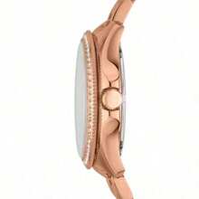 Fossil Cecile 女士计时腕表 AM4483：不锈钢表带，粉色表盘，石英机芯，轻奢风格 AM4509、AM4483、AM4522