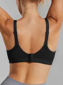 Wingslove 高强度轻盈加厚钢圈V领全罩杯运动文胸 - 黑色 - 查看 3