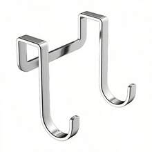 5pcs Double Hook Hangers - Suitable For Bedside, Door, Bathroom & Kitchen Wall | No Drilling Required, Space Saving, Sturdy Adhesive For Bathrobes And Towels - Silver - View 8