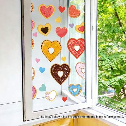 4pcs Heart-Shaped Valentine's Day Window Stickers, For Valentine's Day Decoration, Wedding Party, Birthday Party Supplies, Home Decor, Static Cling