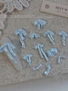 50个软质美甲蝴蝶结装饰，混色珠光蝴蝶结，简约3D缎面蝴蝶结美甲饰品 - 彩色 - 查看 10