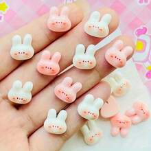 30个/20个/6个可爱光滑兔子树脂装饰品，卡哇伊美甲贴纸，适用于DIY手工、发夹、发箍、手机壳、剪贴簿、节日派对、生日派对、复活节礼物、母亲节礼物、情人节装饰、返校季、婴儿派对 - 彩色 - 查看 3