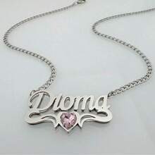 个性化生日首饰套装 - 定制名字项链和耳环，个性化名字首饰套装 - 定制名字吊坠项链和耳环，生日石心形吊坠，钻石项链，名字耳环，生日石首饰，女士礼物，镀金个性化首饰，适合女性、女孩和青少年 - 彩色 - 查看 13