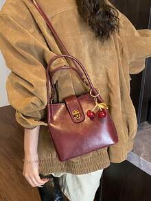 Womens Retro Classic PU Leather Shoulder Crossbody Bag For Women Flap Saddle Messenger Bag Chic Casual Purse For School ,For Shipping - Đỏ - Xem 3