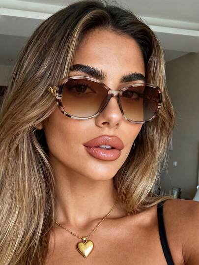 1 Pair Unisex Classic Leopard Print Brown Retro Fashion Sunglasses, Suitable For Sports, Travel, Music Festivals, Sporty Style, Driving, Holiday Outfits, Beach, Outings, Summer Accessories, Vacation, Family Trips, Golf, Hiking, Elegant Attire, Street Style Accessories, Parties, Outdoor Activities, Street Style, Fishing, Holidays, Vacation