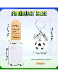 Football Player Keychain Set, With Shoe Charms And Mini Ball Charm, Lovely Gift With Thank You Card And Organza Bag, Suitable For Holiday Party, Birthday, Graduation, Halloween, Christmas - Multicolor - View 9