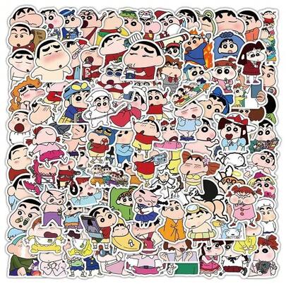 Crayon Shin-Chan Full Character Sticker Pack, Includes Lots Of Interesting Expression Anime Stickers! Featuring Shin-Chan And Other Characters In The Series, Suitable For Notebooks, Phone Cases, Cups, DIY Decoration For Girls With Ins Style
