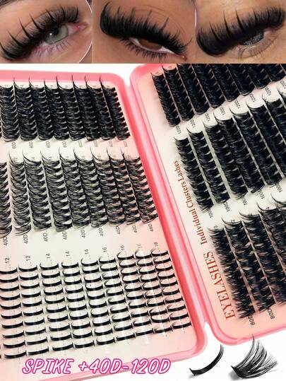 Large Capacity Eyelash Book 570 Pcs Russian Lash Extensions Kit Spikes Lash Individuals 3D Volume Eyelash Clusters D-Curly Lash Clusters Kit DIY Eyelash Extensions, 6 Styles Lash Clusters Spike Lashes Individual Lash Clusters, Multi-Type Natural Look, Spikes/40D/60D/80D/100D/120D Reusable Individual Segmented False Eyelashes Wispy&Ultra Soft DIY Eyelash Extensions At Home Lash Clusters, Eyelash Clusters, Individual Eyelashes