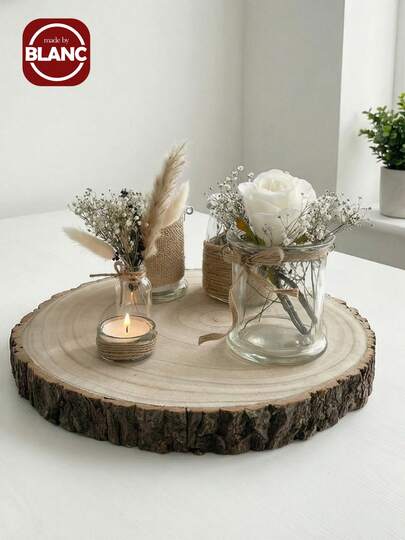 1个木制蛋糕架，圆形木制展示托盘，适用于DIY工艺品、生日、婚礼、乡村派对装饰、桌面装饰