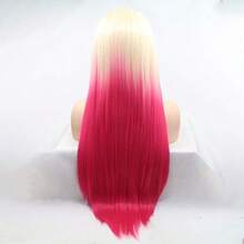 D613 Blonde Pink Lace Front Wigs For Women Long Straight Blond Ombre Wig Rose Red Lace Front Wig Colorful Glul Lace Wig Synthteic Heat Resistant Fiber Hair Daily Party 24inches - 613BlondeHotPink - View 3