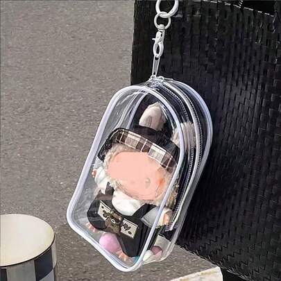 1 Carry/Storage Bag, Suitable For Plush Dolls, PVC Makeup Bag, Transparent Large Capacity Storage Bag, Can Store Chargers, Data Cables, Headphones, Christmas, Christmas Gift Packaging Bags (Excluding Dolls)