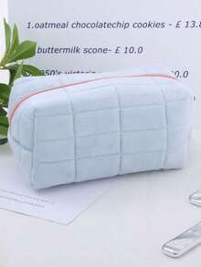 1 Túi chần bông kẻ caro xanh dương, túi bát giác xách tay tiện dụng để đi làm, túi đựng đồ trang điểm số lượng lớn, túi trang điểm có khóa kéo thời trang và giản dị, dung tích lớn, túi đựng đồ dùng du lịch, túi đựng mỹ phẩm cần thiết cho kỳ nghỉ để đựng tai nghe, sạc, son môi, mỹ phẩm, nước hoa, sản phẩm chăm sóc da và làm đẹp, đồ trang trí nhà cửa, dành cho mẹ, y tá, sinh viên, nữ sinh, chìa khóa, quà tặng ngày lễ, túi nhỏ, túi đựng đồ trang điểm, đồ dùng cần thiết khi đi du lịch. - Màu xanh nhạt - Xem 3