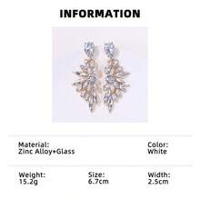 1 对奢华闪亮翼形女士耳坠，优雅镂空叶形设计，适合派对