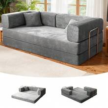 78'' No Assembly Corduroy Cloud Couch For Living Room - Ergonomic Deep Seat Sectional Sofa With Memory Foam For Reading, Rest & Sleep, Convertible Sofa Cama & Spacious Sofa For Living Room - 淺灰色 - 查看 2