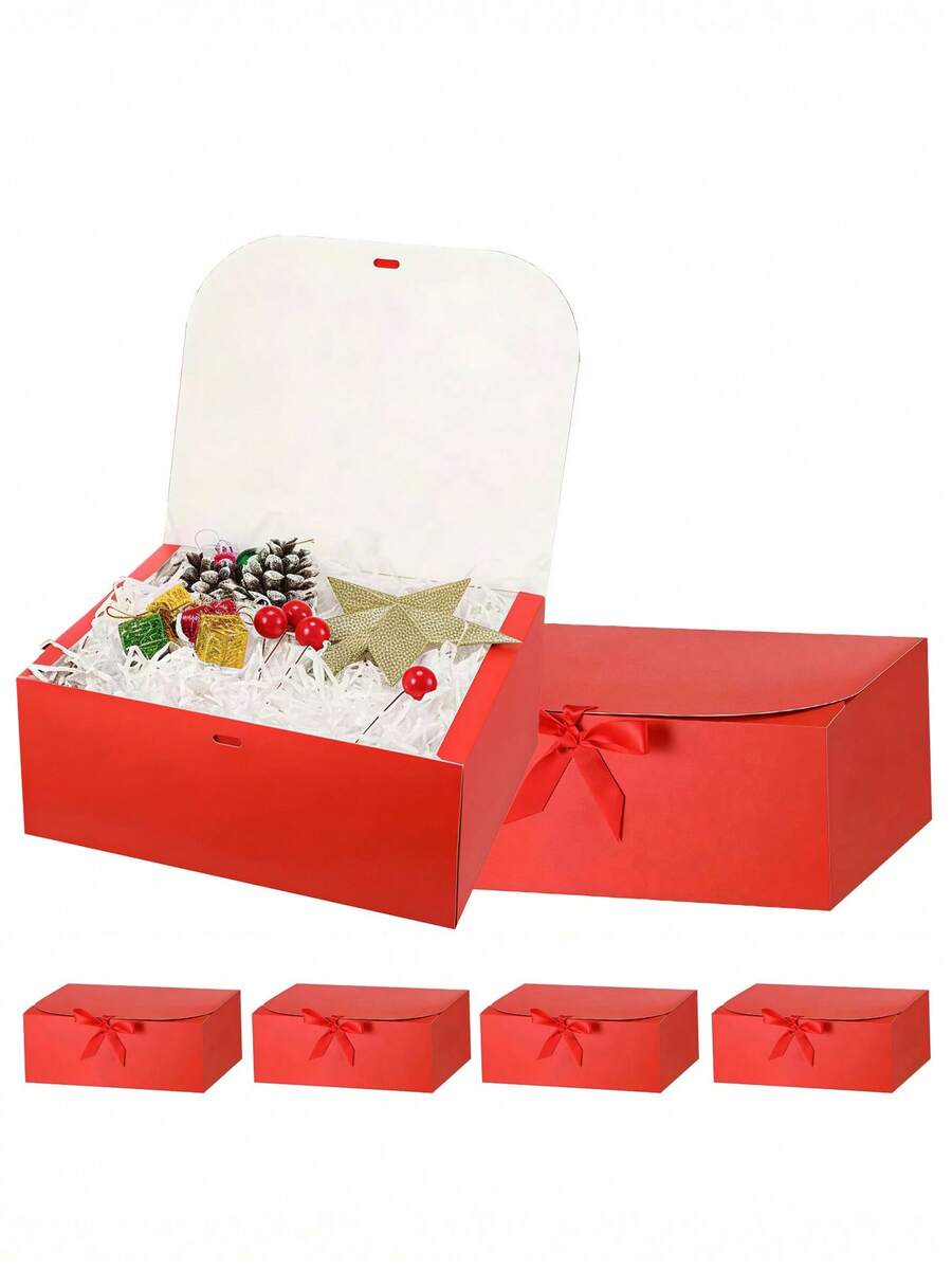 Hộp quà màu đỏ có nắp và ruy băng, thích hợp cho Ngày Valentine, tiệc sinh nhật và gói quà. Hộp cầu hôn cô dâu và phù dâu, lý tưởng cho đám cưới, đóng gói quà tặng, sinh nhật, Giáng sinh, sự kiện kinh doanh và tiệc tùng. Hộp giấy Kraft. - Đỏ - Xem 1