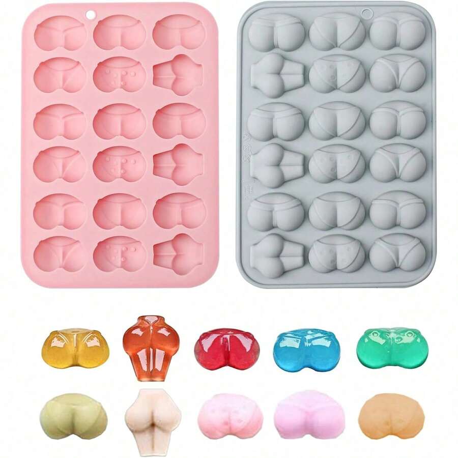 1 khuôn silicon hình mông, dụng cụ làm bánh độc đáo, khuôn làm đá viên sô cô la bằng nhựa cho món mousse, fondant, xà phòng, đá viên tự làm. - Nhiều màu - Xem 1