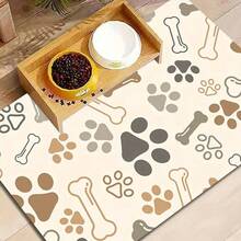 1pc Pet Paw Print Quick Dry Feeding Mat, Easy To Clean Pet Bowl Mat, Dog Cage Mat, Suitable For Pets All Seasons - Multicolor - View 14