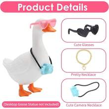 15PCS Desk Goose Outfits Inches, Cute Inch Desk Goose Outfits, Porch Gooses Accessories With 6 Glasses 2 Camera, Necklace, Desktop Gooses Statues And Halloween Decorations - Initial - View 3
