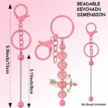 3/6pcs Beaded Keychain Chains, Blank Alloy Beaded Keychain DIY Accessories Kit, Suitable For Pendant Bead DIY Keychain Making, Jewelry Making, Gifts - Beaded Keychain - View 2