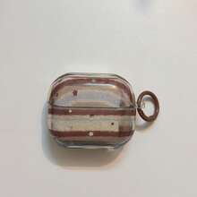 Retro Blue & Brown Striped Star Hanging Ring Earphone Case Compatible With Huawei Freebuds 7i, Freebuds 2, Freebuds SE 3, Freebuds 5i, Buds Pro 3, Cute Korean Style Earphone Case - Brown - View 10