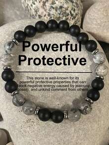 YAUKIA 8mm Map Stone Natural Matte Onyx Bracelet Powerful Protection Relieves Anxiety Absorb Negative Emotions Relax Mood Bracelet Meditation Jewelry For Men Women - Multicolor - View 5