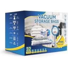 Simple Deluxe - 8 bolsas de almacenamiento aspiradora jumbo para ahorrar espacio, bolsas de sellado aspiradora con bomba de mano para edredón, mantas, ropa de cama, almohadas y ropa(32 Combo) - 50*60 - Ver 1