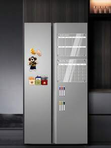 一套磁性亚克力白板，磁性冰箱留言板，透明白板，适用于计划、展示、日历，配有6支白板笔和磁性螺丝。