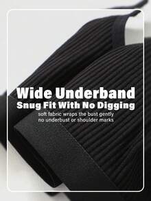 无缝女士吊带运动文胸，性感轻薄无钢圈休闲透气棉质瑜伽背心，夏季背心 - 黑色 - 查看 7